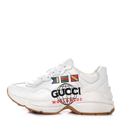 Gucci Calfskin Worldwide Womens Rhyton Sneakers 35.5 Great White 1 of 11