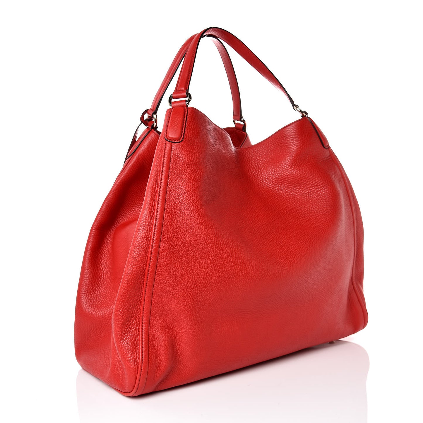 Pebbled Calfskin Large Soho Shoulder Bag Red