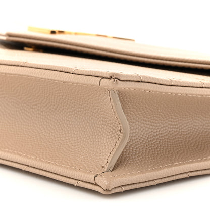Saint Laurent Grain De Poudre Matelasse Chevron Monogram Envelope Chain Wallet Dark Beige 8 of 10