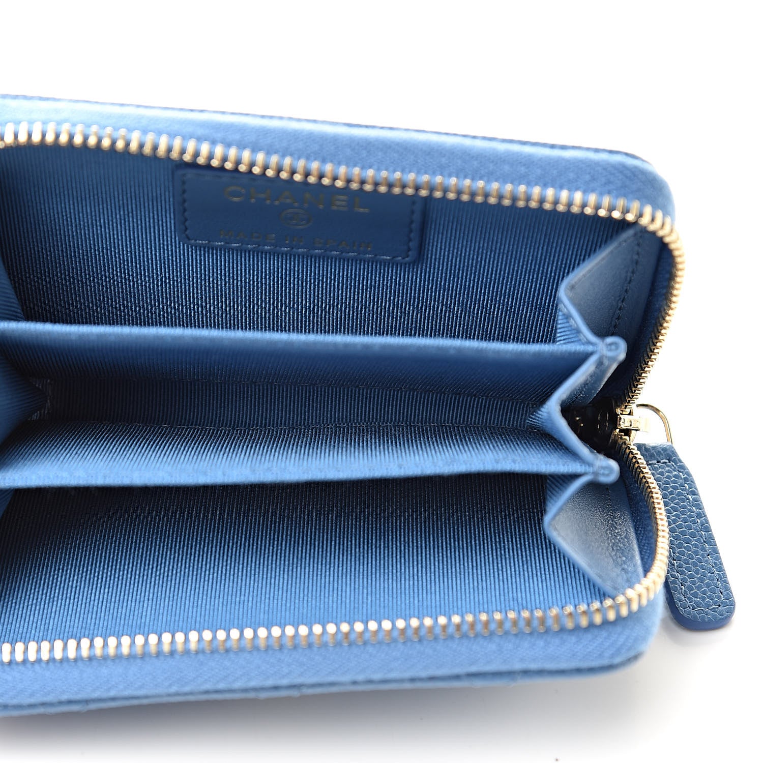 Chanel Caviar Quilted Zip Coin Purse Blue 5 of 8