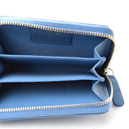 Chanel Caviar Quilted Zip Coin Purse Blue 5 of 8