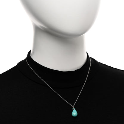 Tiffany Sterling Silver Turquoise Elsa Peretti Teardrop Pendant Necklace 2 of 4