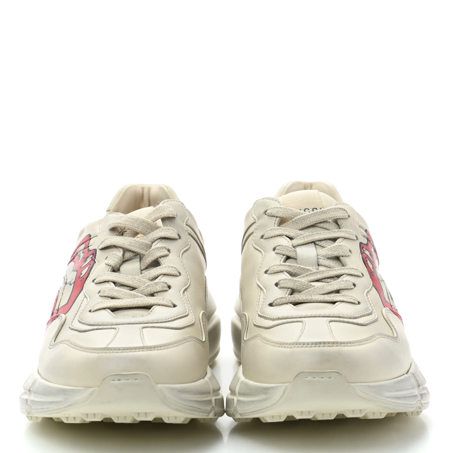 Calfskin Mouth Print Womens Rhyton Sneakers 38 Ivory