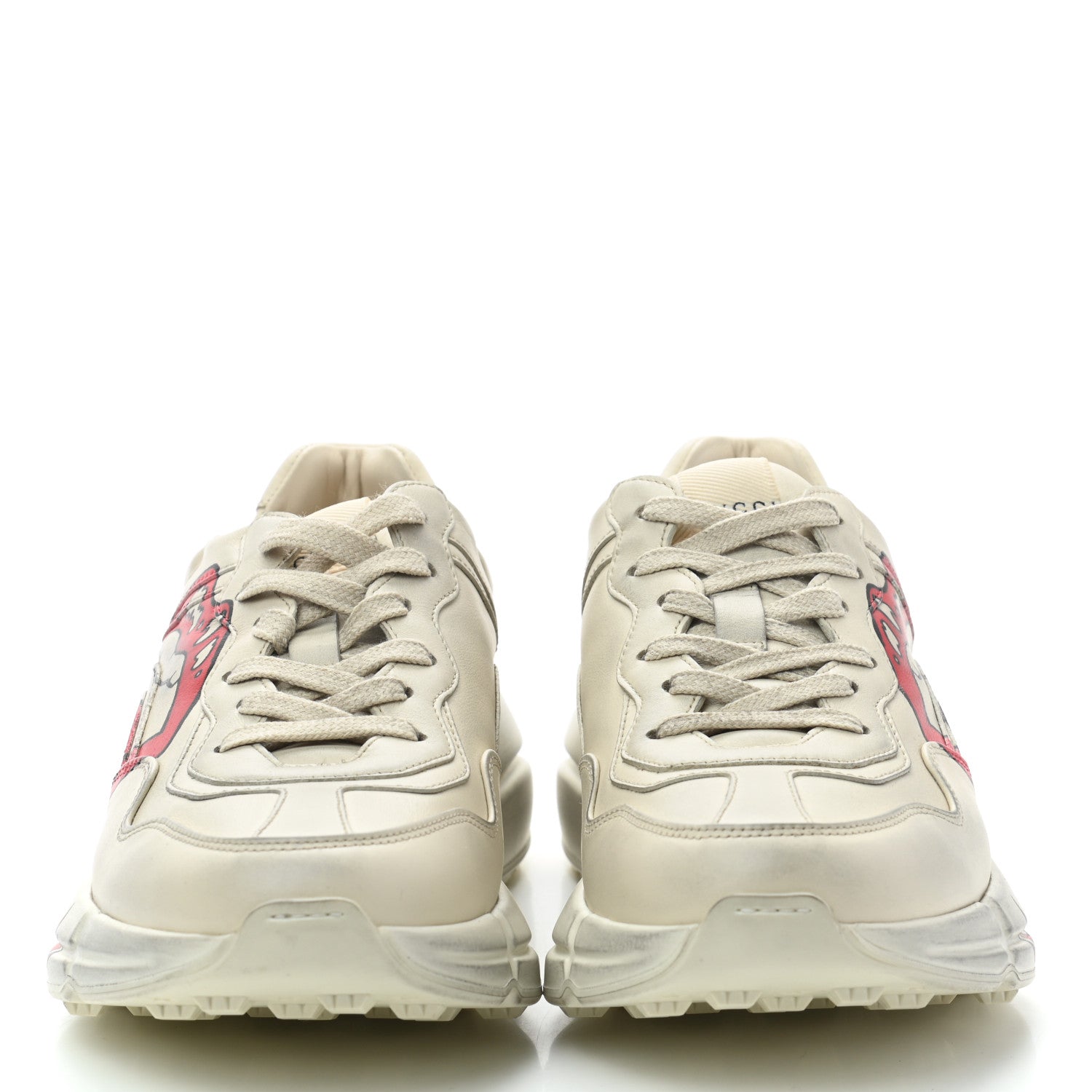 Gucci Calfskin Mouth Print Womens Rhyton Sneakers 38 Ivory 4 of 9