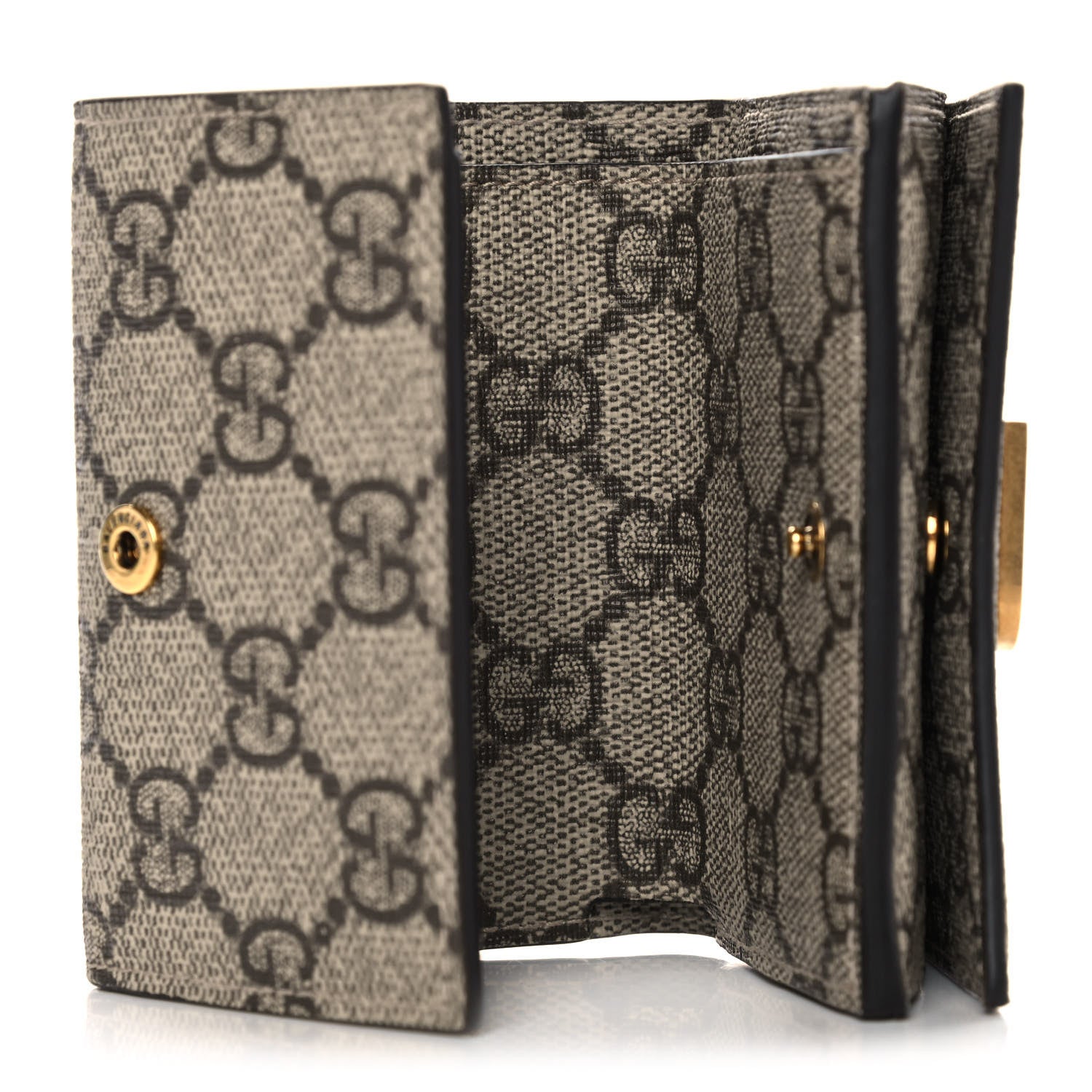 Gucci X BALENCIAGA GG Supreme Monogram Card Case Wallet Beige Ebony 5 of 11