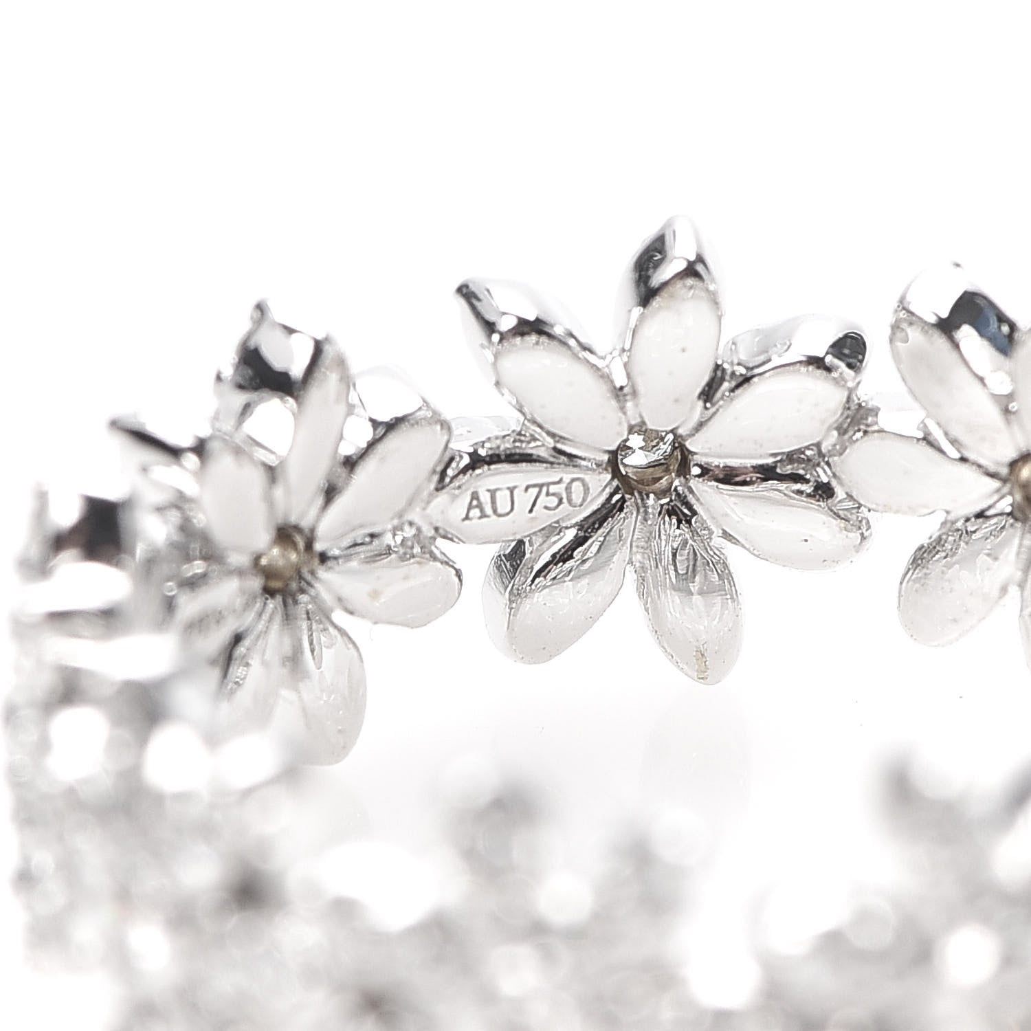 Tiffany 18K White Gold Diamond Metro Daisy Band Ring 49 5 5 of 6