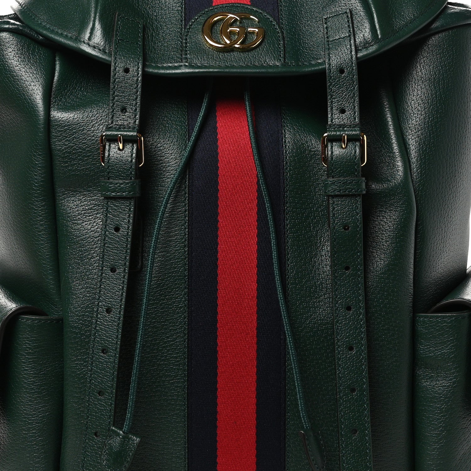 Gucci Grained Calfskin Medium Ophidia Double Buckle Backpack Green 8 of 11