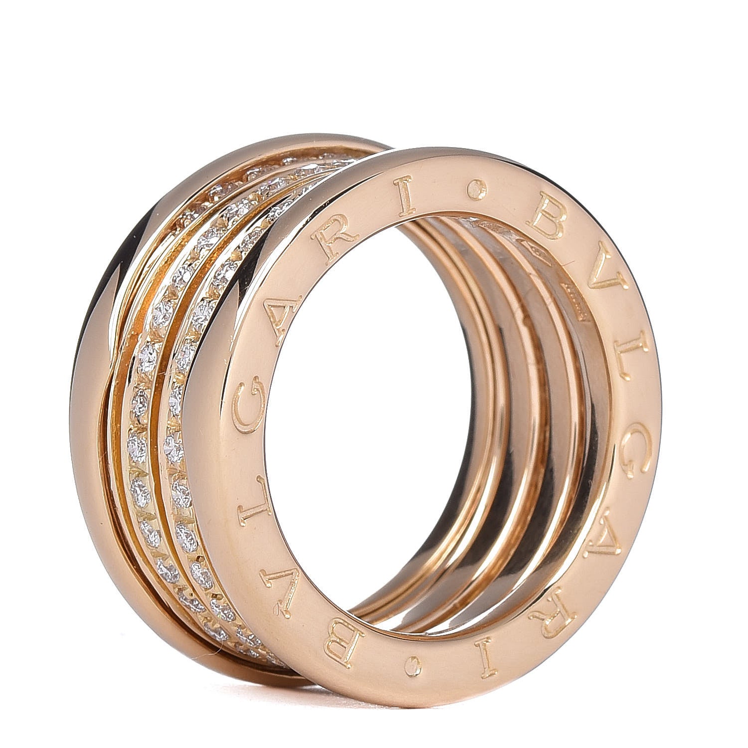 Bulgari 18K Yellow Gold Diamond B.Zero1 Four-Band Pave Ring 52 6 4 of 5