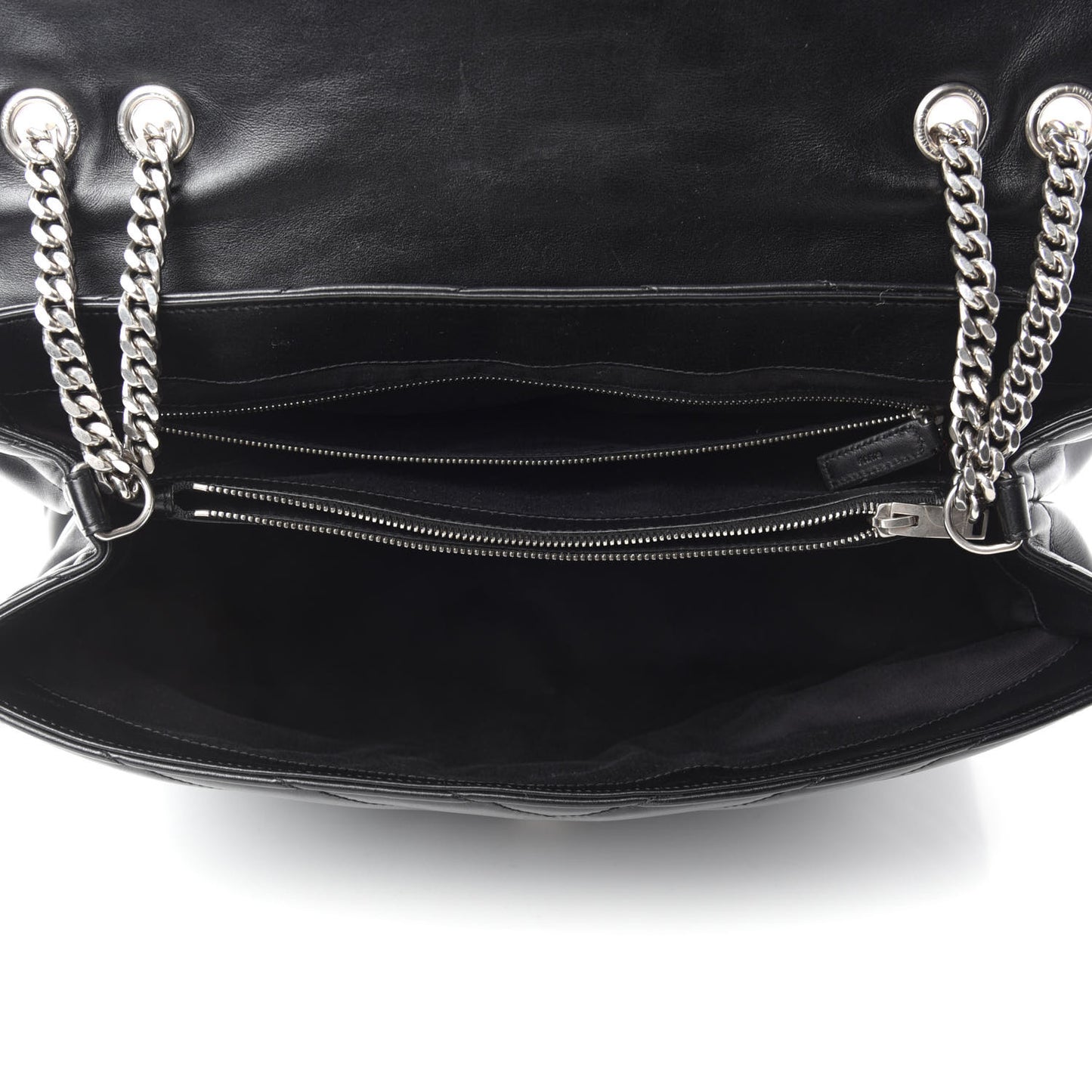 Calfskin Y Quilted Monogram Large Loulou Chain Satchel Black