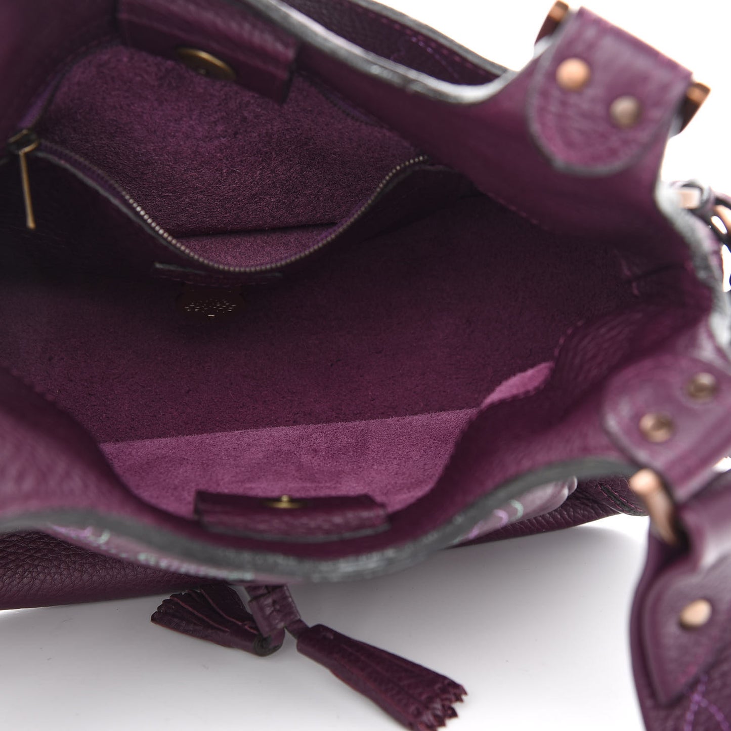 Grained Calfskin Shoulder Bag Eggplant