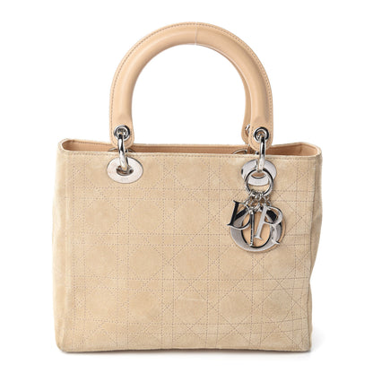 Christian Dior Suede Cannage Medium Lady Dior Beige 1 of 16