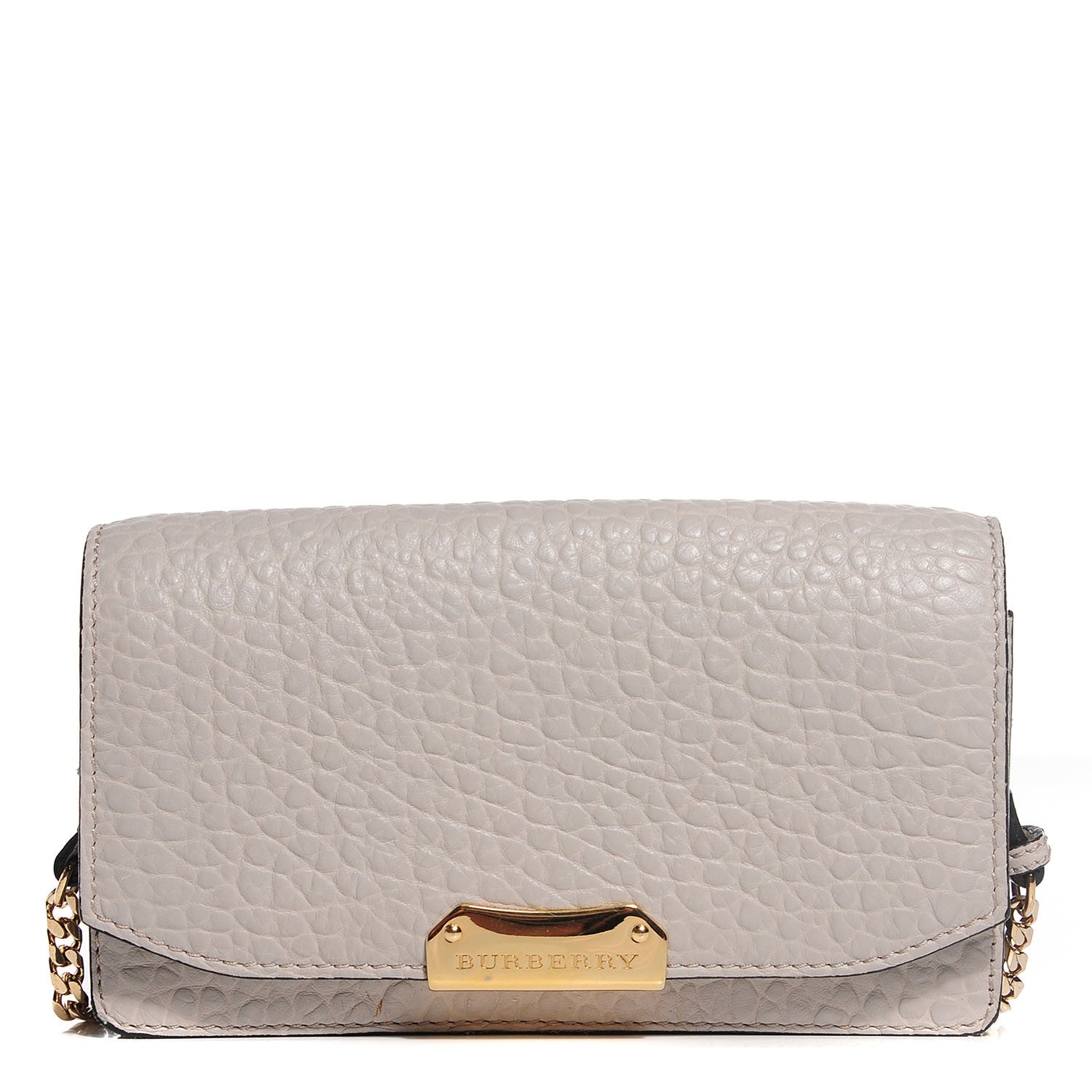 Burberry Signature Grain Madison Small Clutch Bag With Chain Stone White 1 of 6