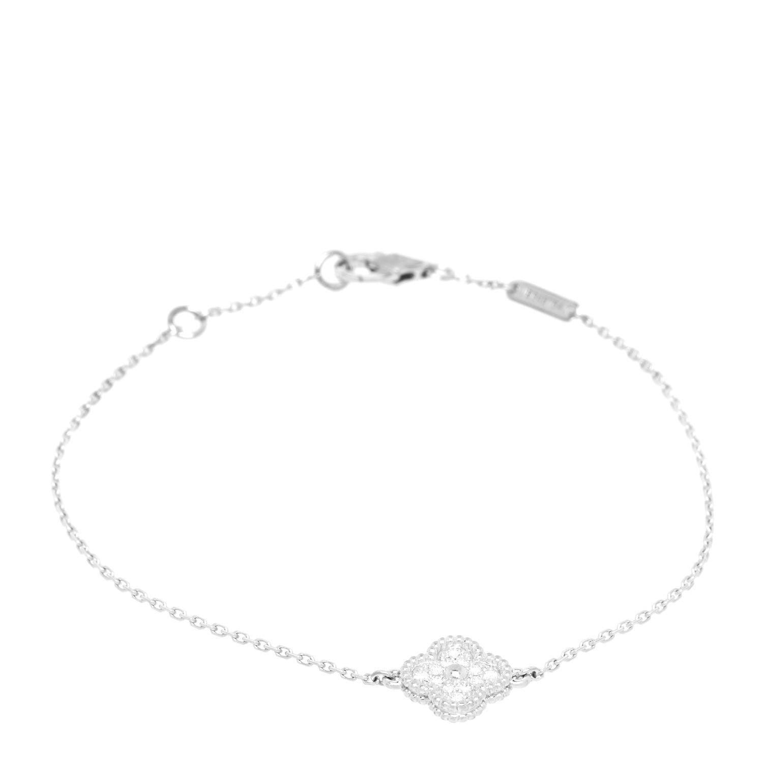 Van Cleef & Arpels 18K White Gold Diamond Sweet Alhambra Bracelet 1 of 6