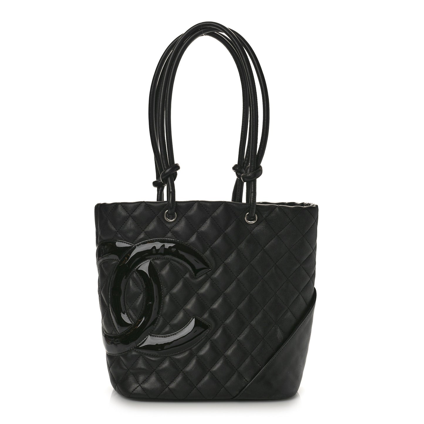 Calfskin Quilted Medium Cambon Tote Black
