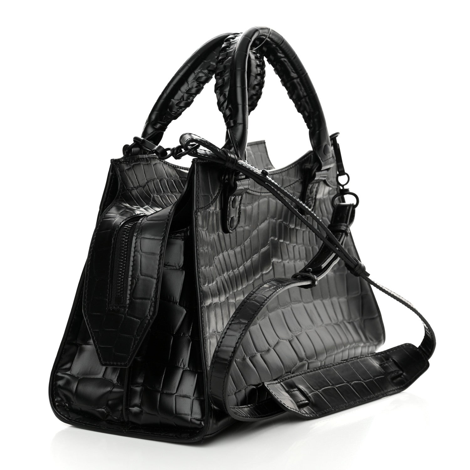 Balenciaga Semi Shiny Calfskin Crocodile Embossed Neo Classic Black Hardware S City Black 3 of 12