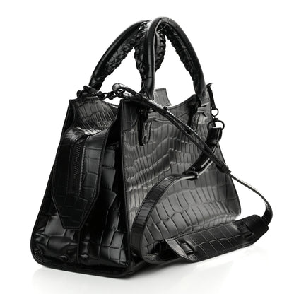 Balenciaga Semi Shiny Calfskin Crocodile Embossed Neo Classic Black Hardware S City Black 3 of 12