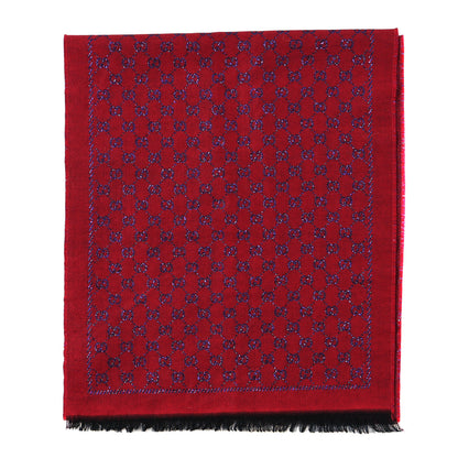 Gucci Wool Silk Jacquard GG Monogram Stenix Scarf Red Sky Blue 1 of 4