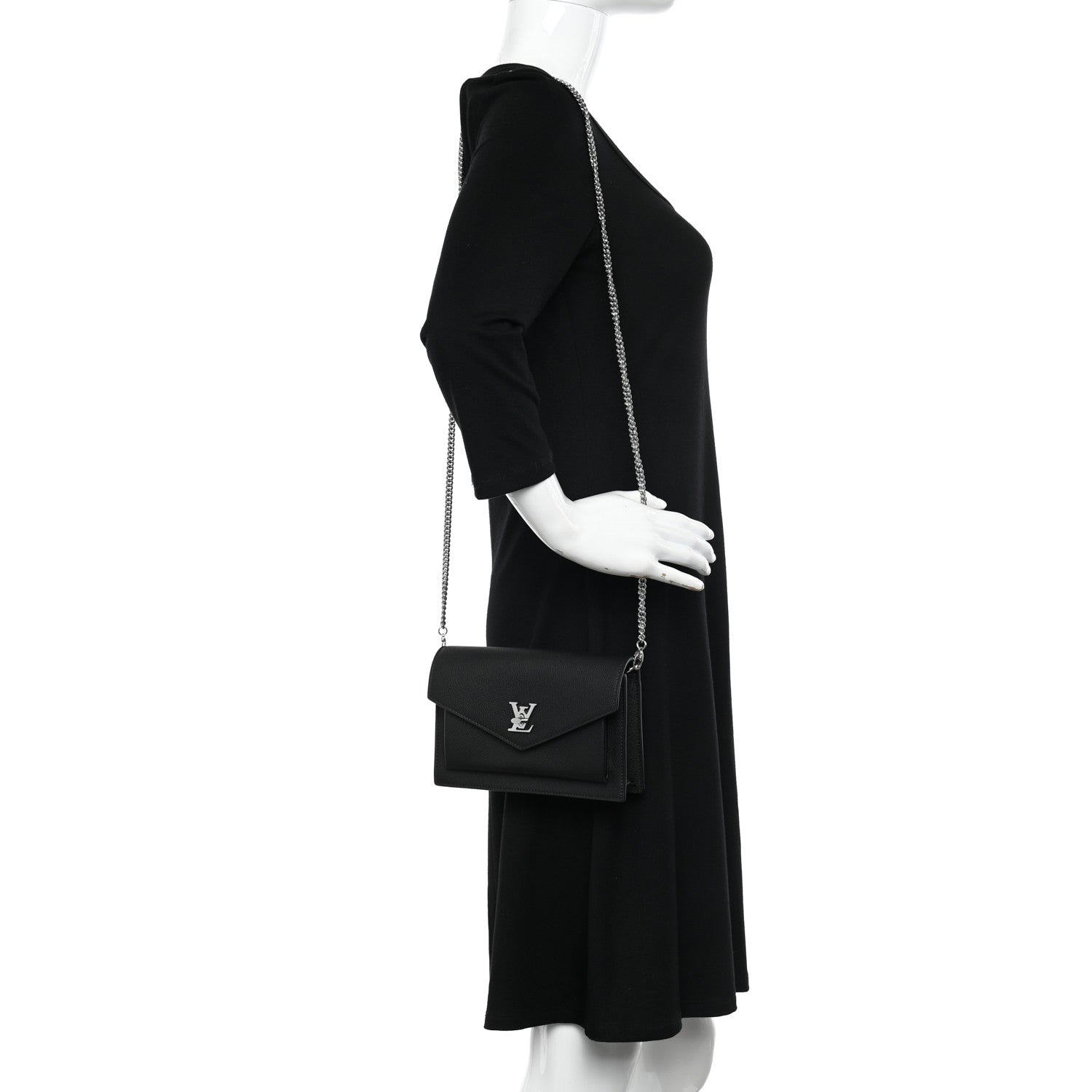 Louis Vuitton Soft Calfskin My Lockme Chain Pochette Black 2 of 11