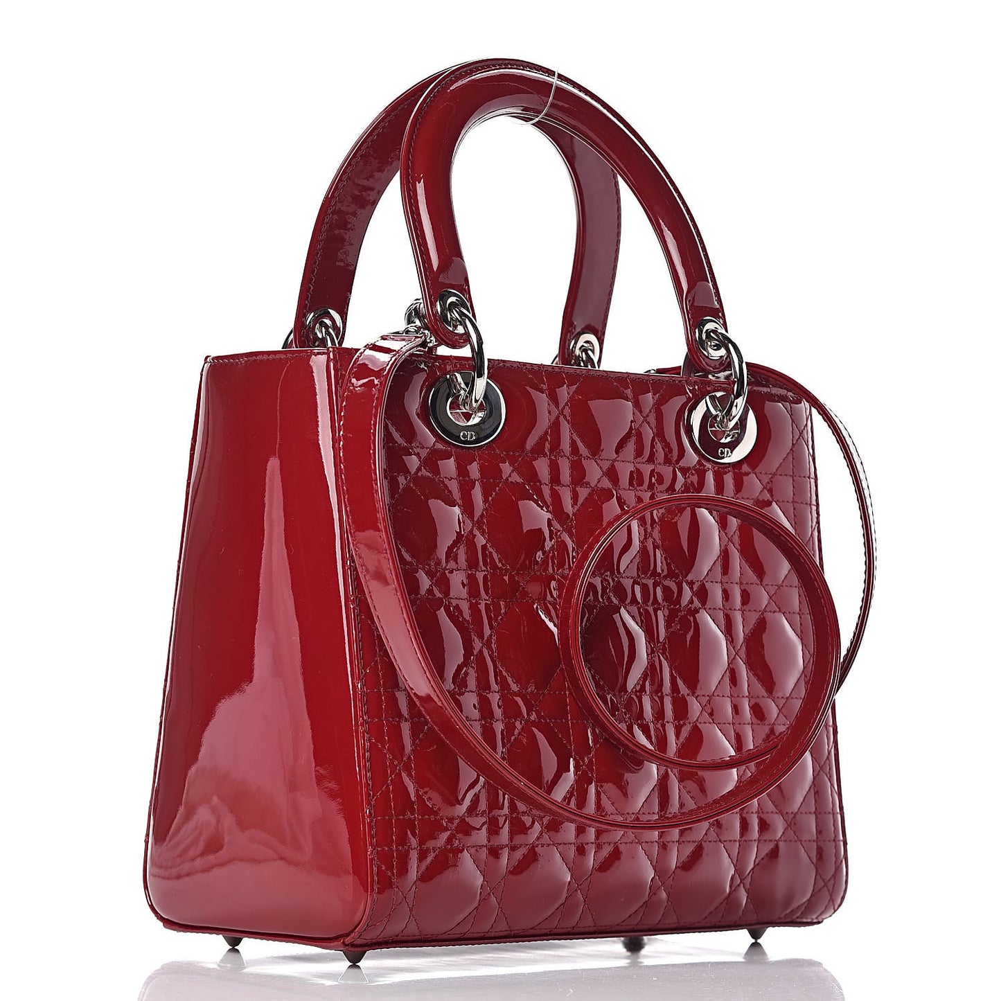 Patent Cannage Medium Lady Dior Red