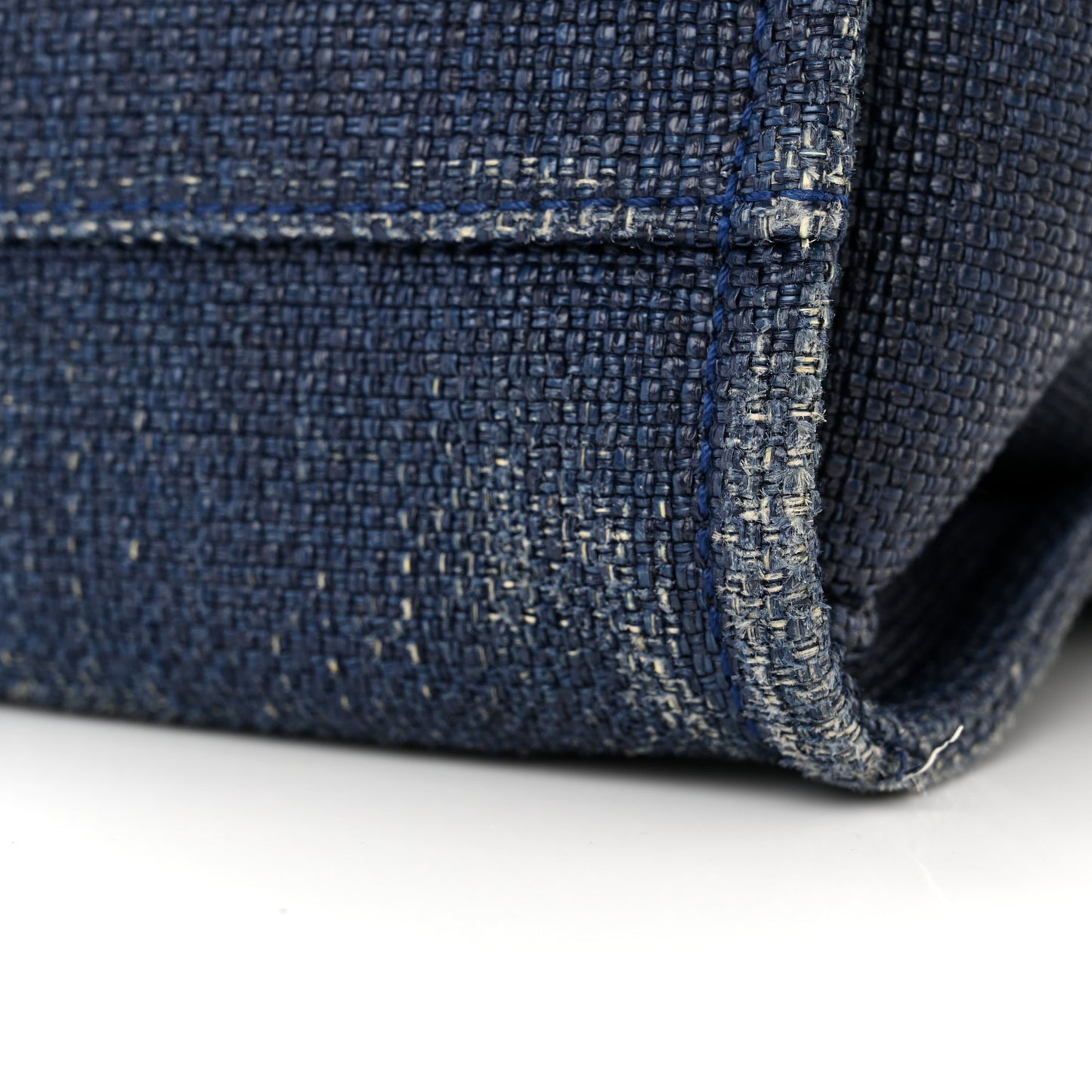 Woven Straw Large Deauville Tote Blue