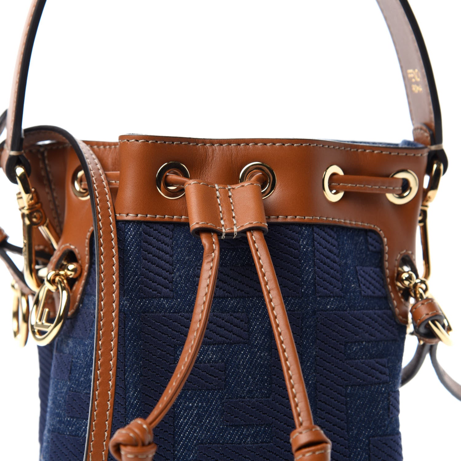 Fendi Denim Vitello King F is Fendi FF Embroidered Mini Mon Tresor Bucket Bag Blue Cuoio 11 of 11