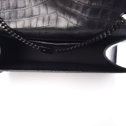 Saint Laurent Calfskin Crocodile Embossed Medium Classic Monogram Kate Satchel Black 5 of 6
