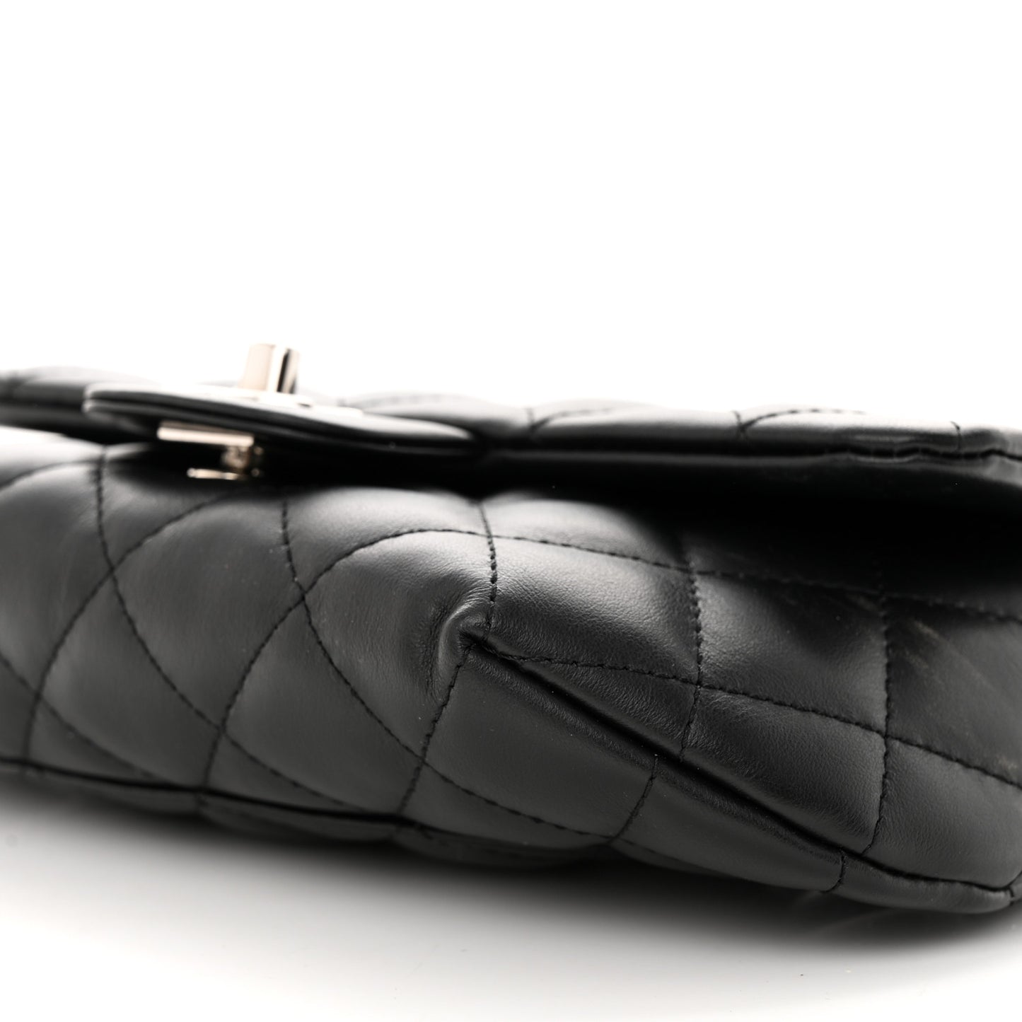 Calfskin Quilted CC Uniform Flap Belt Bag Black