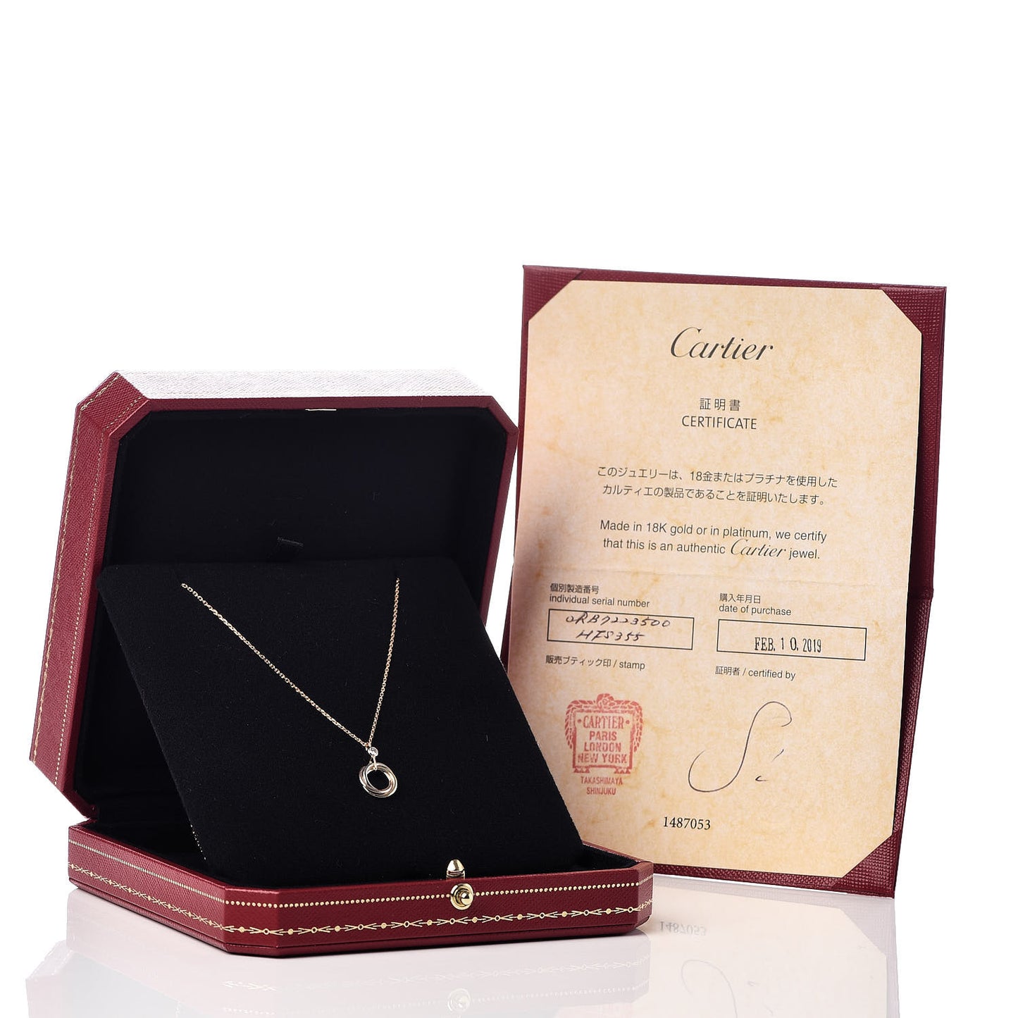 18K Pink Yellow White Gold Diamond Trinity Pendant Necklace