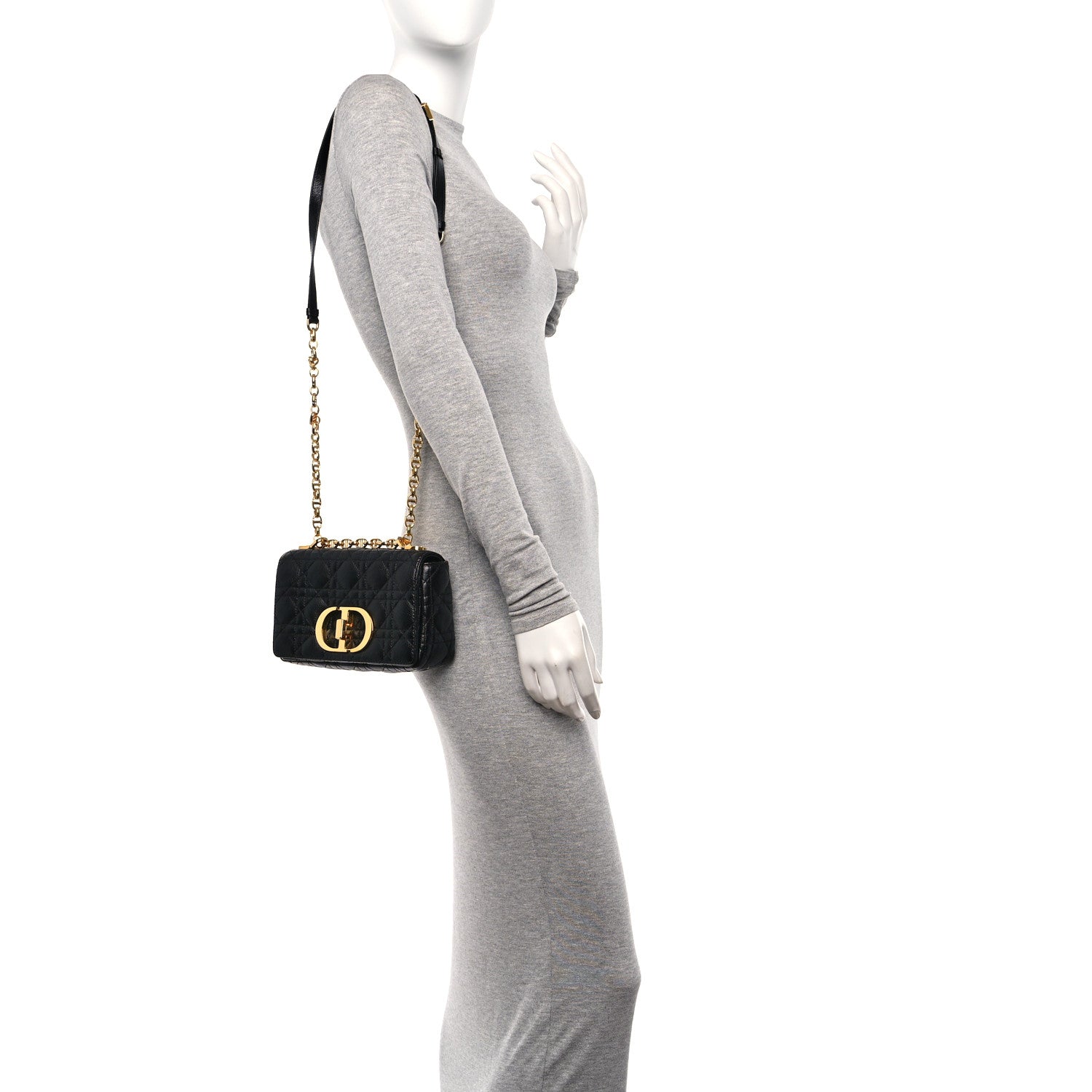 Christian Dior Calfskin Cannage Small Caro Bag Black 2 of 14