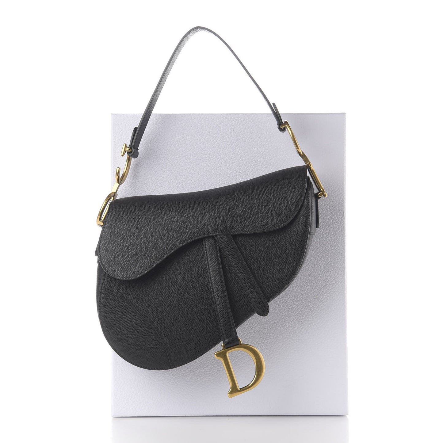 Grained Calfskin Saddle Bag Black