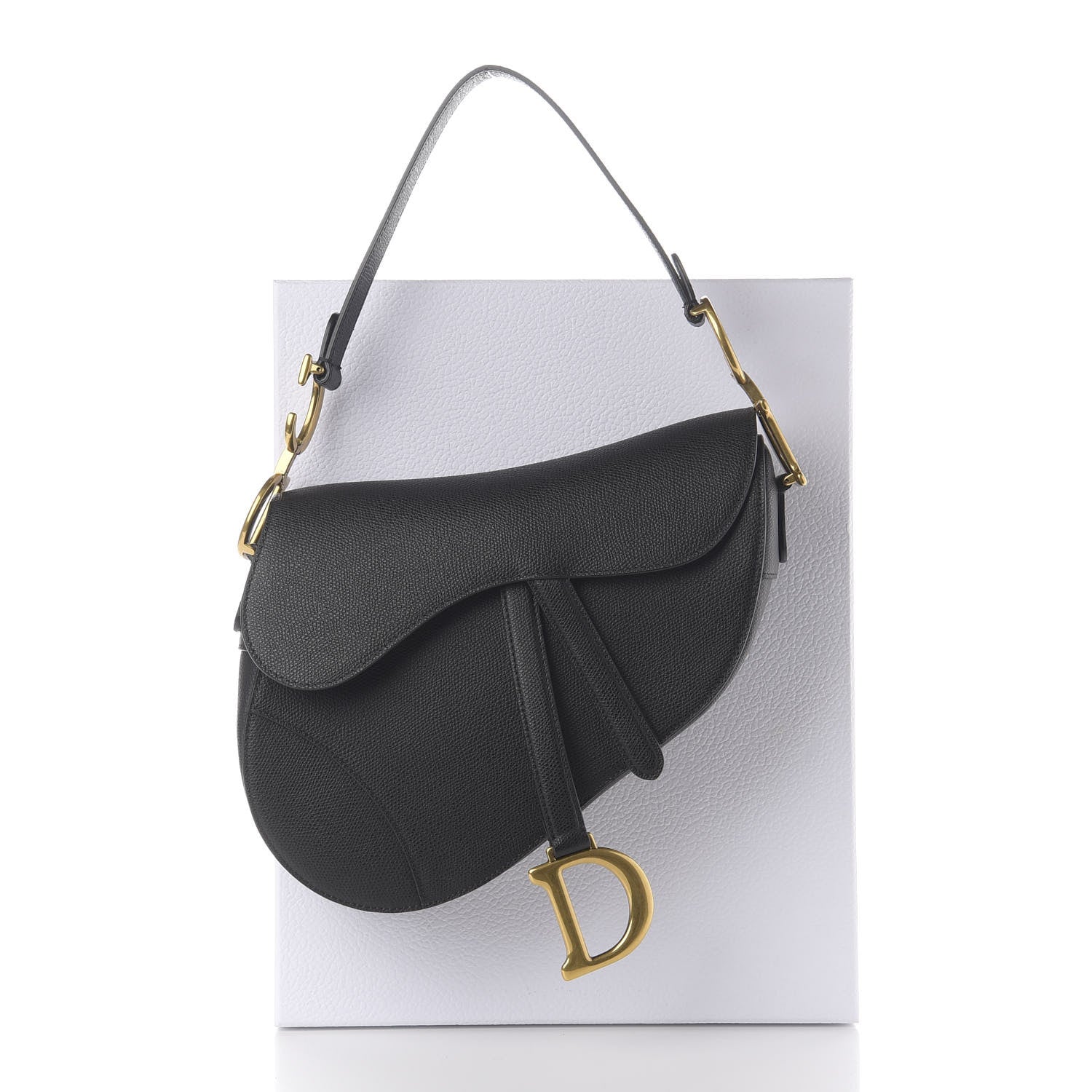 Christian Dior Grained Calfskin Saddle Bag Black 10 of 10