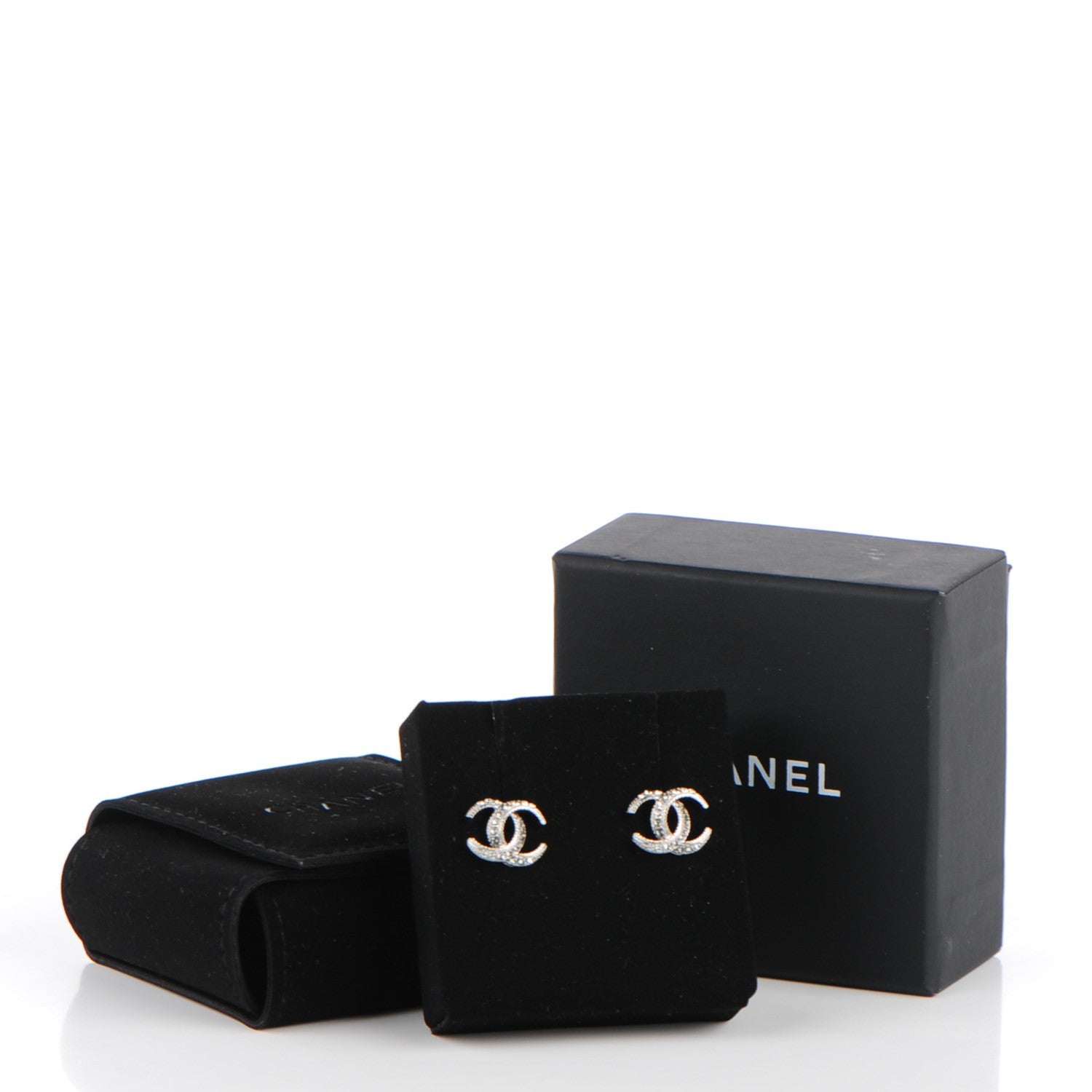 Chanel Crystal Moon CC Earrings Silver 5 of 5