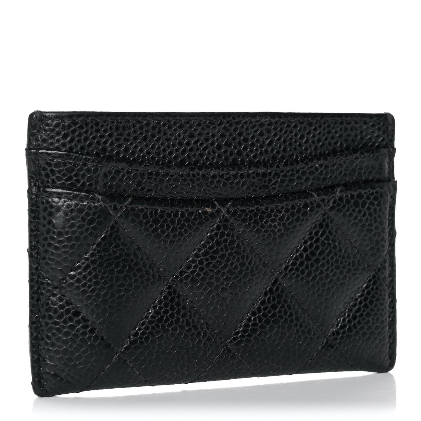 Caviar Quilted Card Holder Black