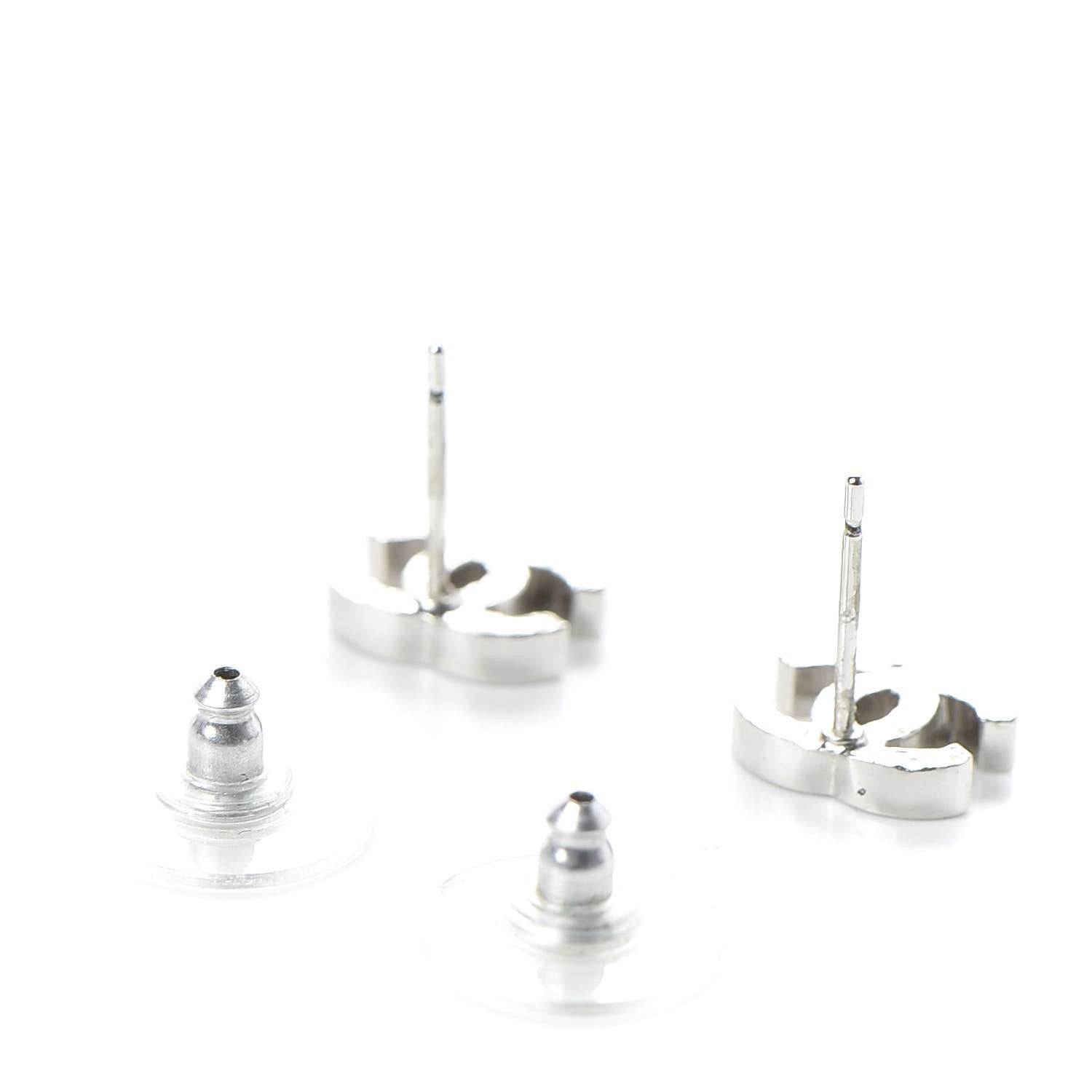 Chanel Metal CC Earrings Silver 3 of 4