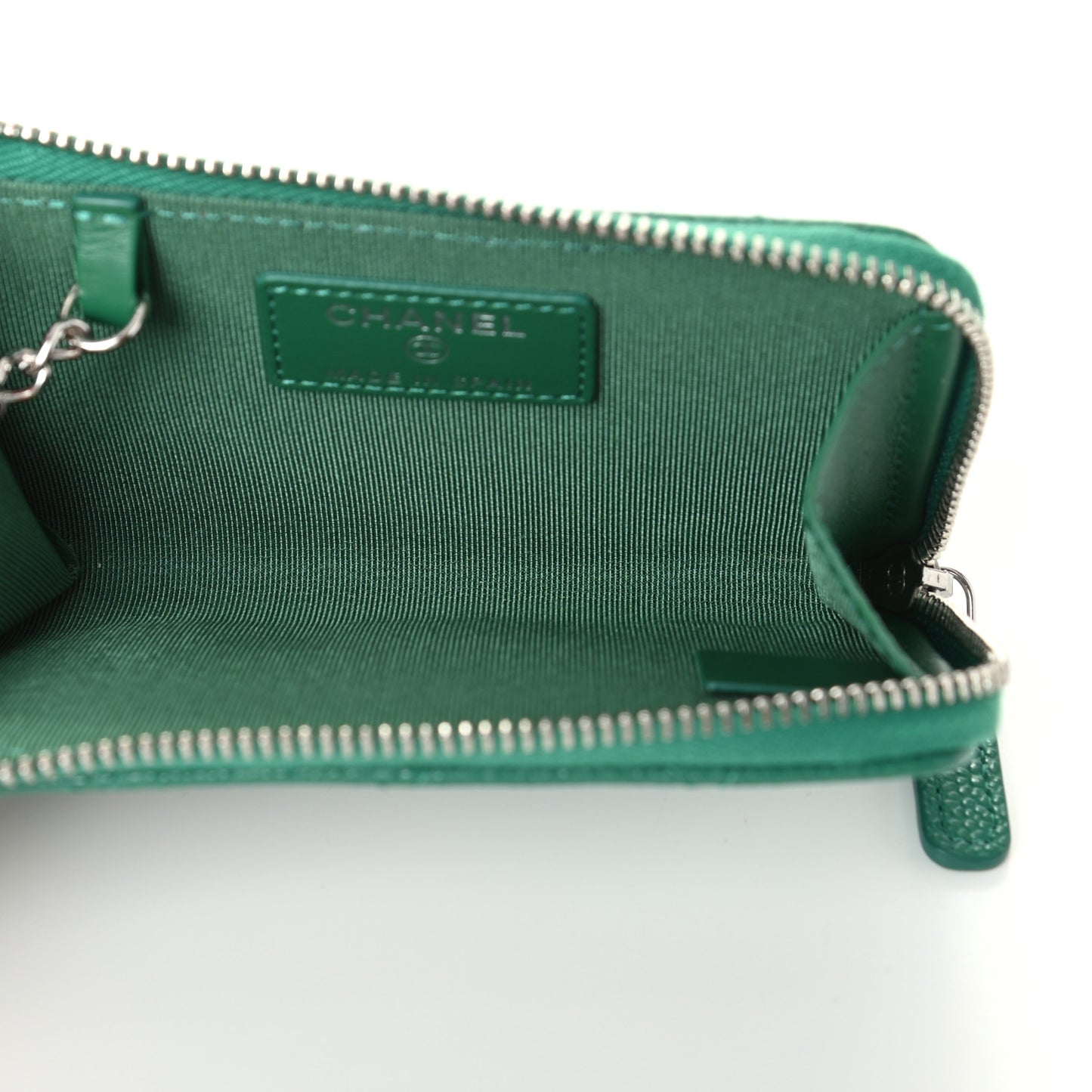 Caviar Quilted Zipped Key Holder Case Green