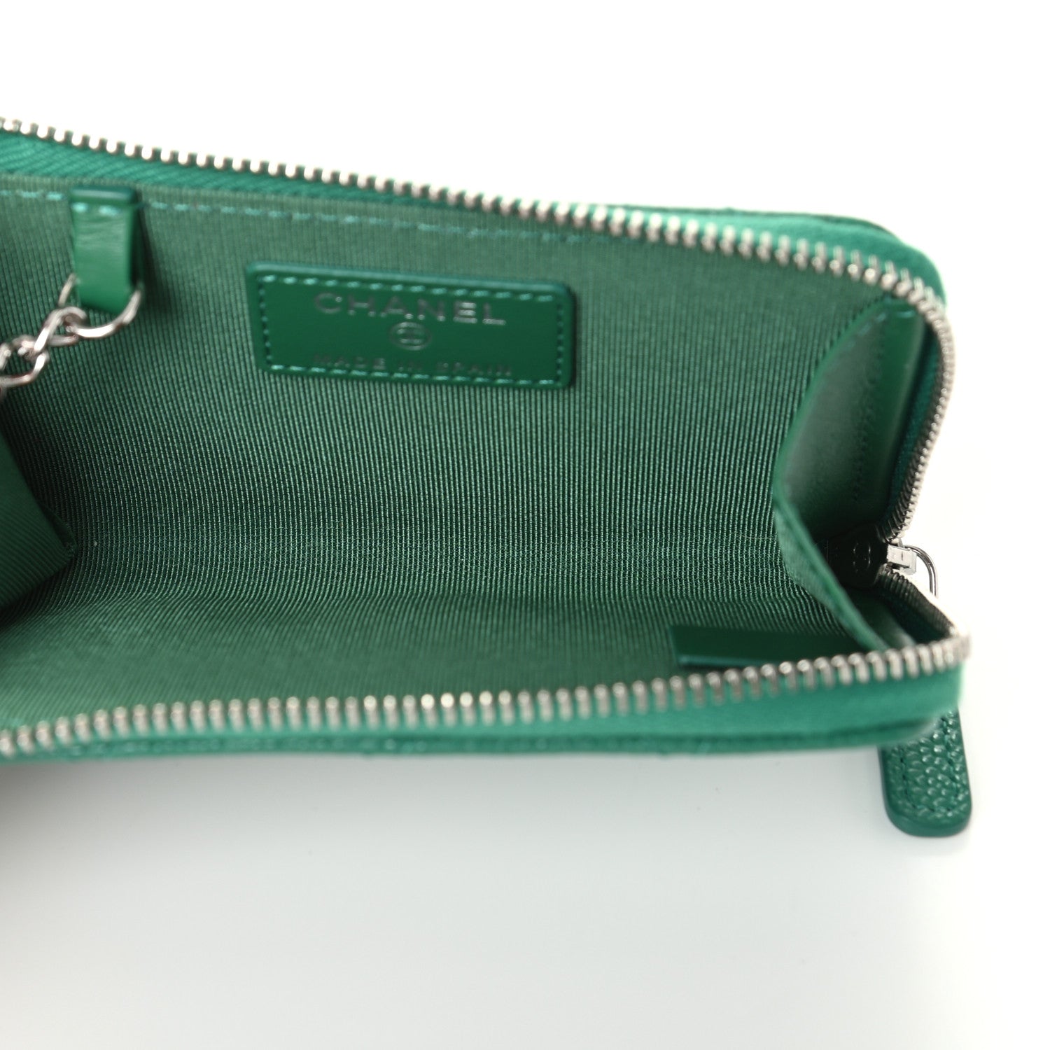 Chanel Caviar Quilted Zipped Key Holder Case Green 5 of 7