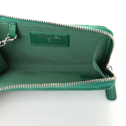 Chanel Caviar Quilted Zipped Key Holder Case Green 5 of 7