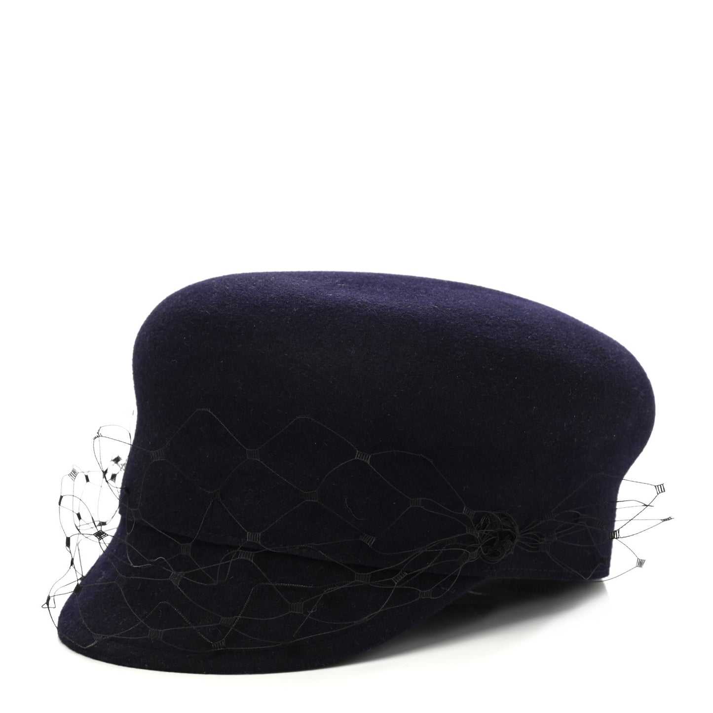 Cotton Canvas Arty Cap with Veil 58 Navy Blue