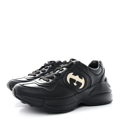 Gucci Dali Soft Calfskin Cut Out Interlocking G Womens Rhyton Sneakers 37.5 Black Ivoire 3 of 9