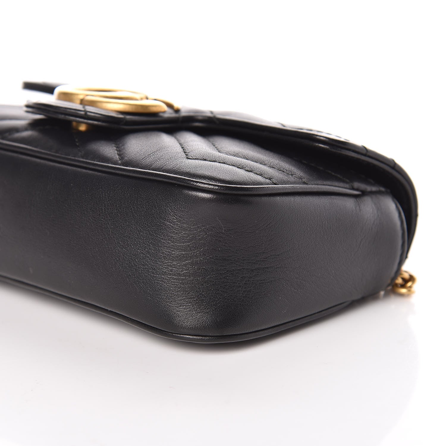 Gucci Calfskin Matelasse Super Mini GG Marmont Shoulder Bag Black 9 of 10