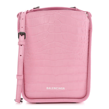 Balenciaga Calfskin Logo Crocodile Embossed XS Tool 2.0 North-South Tote Candy Pink White 3 of 9