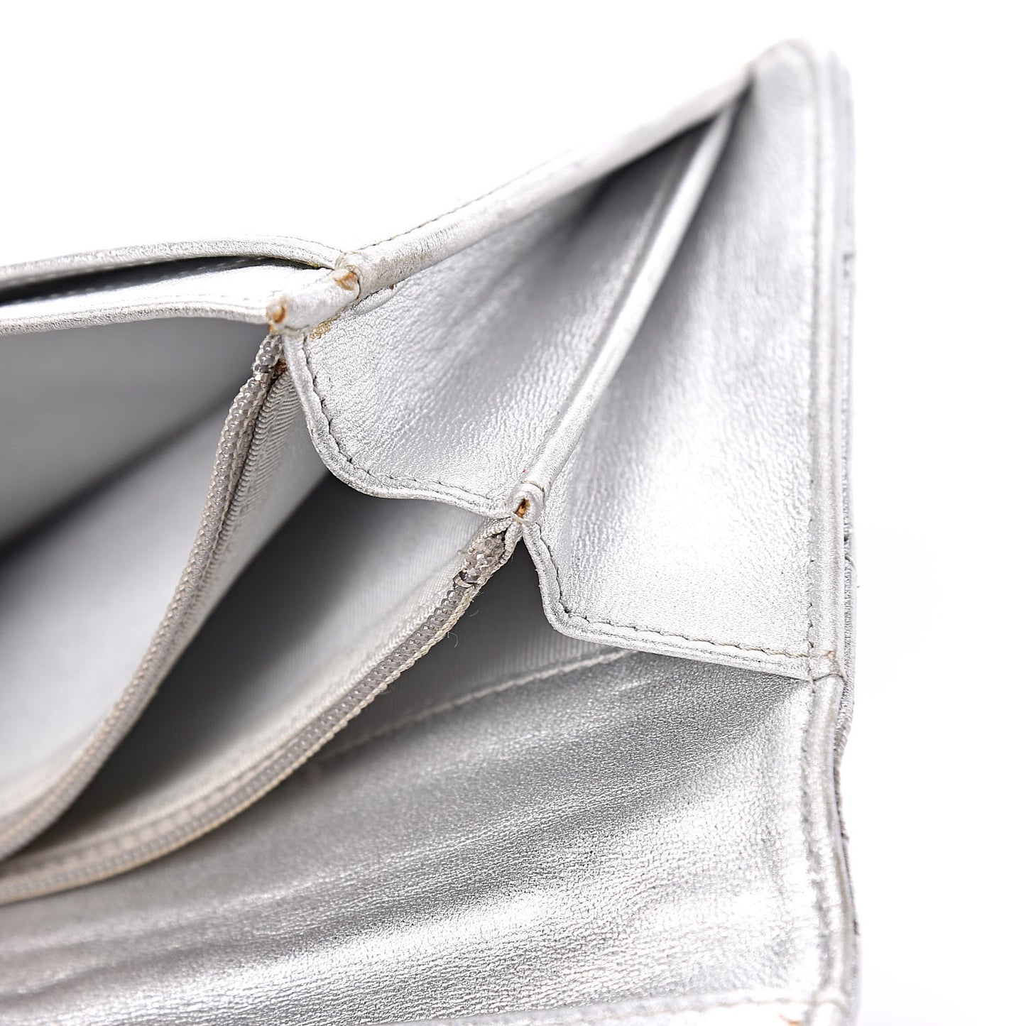 Metallic Lambskin Quilted Reissue Yen Wallet Silver