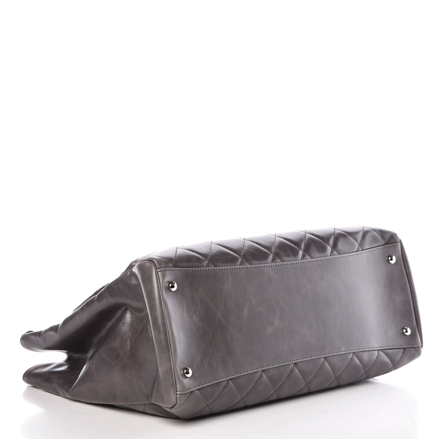 Glazed Calfskin Quilted Large CC Delivery Tote Grey