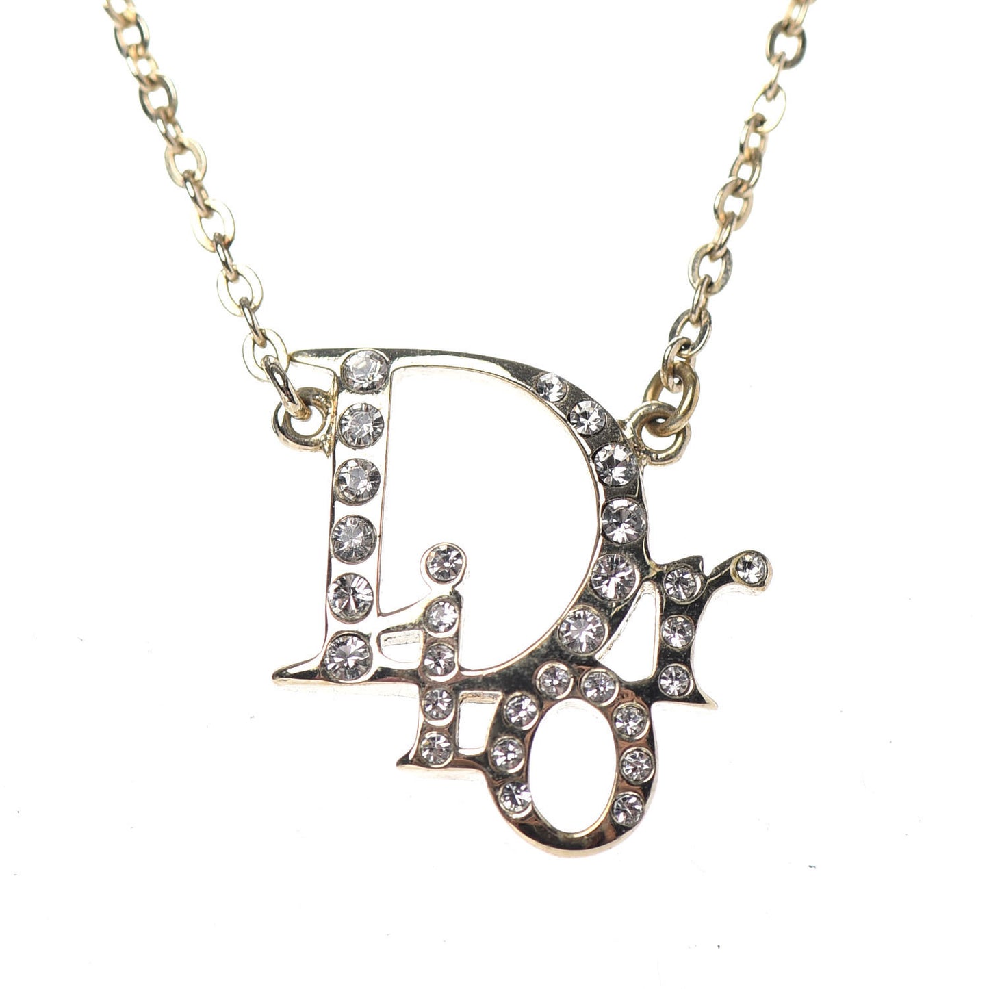 Crystal Logo Necklace Gold