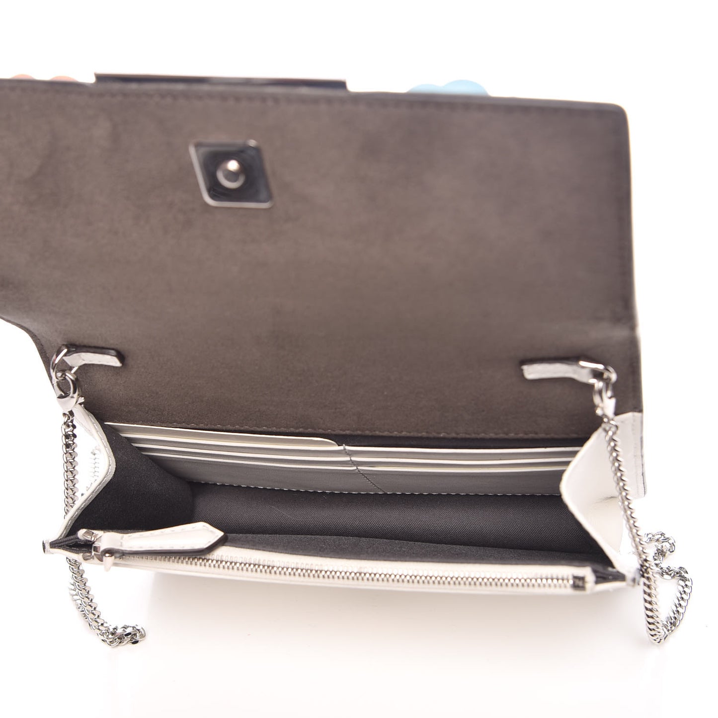 Vitello Century Lucido Nappa Flowerland Studded Tube Wallet On Chain White Ice Multicolor