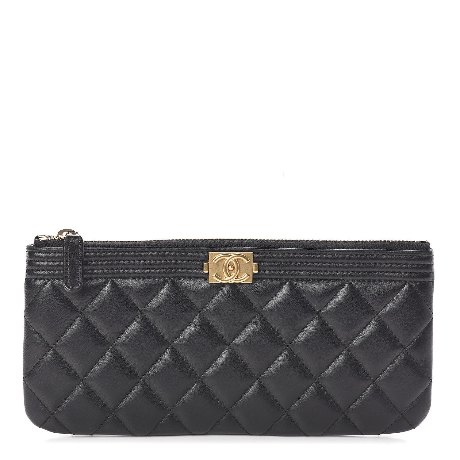 Chanel Lambskin Quilted Small Boy Zipped Pouch Black 1 of 9