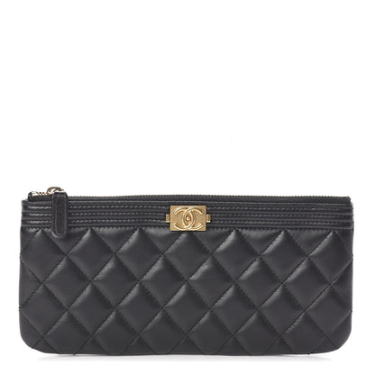 Chanel Lambskin Quilted Small Boy Zipped Pouch Black 1 of 9
