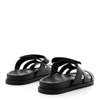 Hermes Calfskin Womens Chypre Sandals 37.5 Black 4 of 9