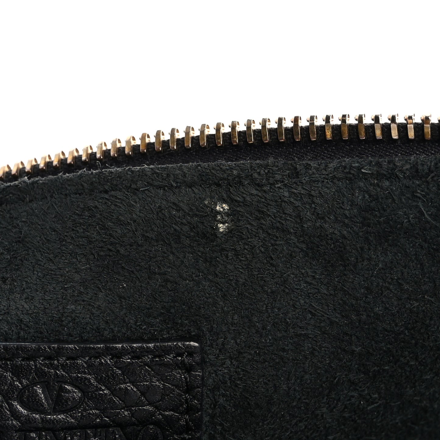 Pebbled Calfskin Large Rockstud Zip Pouch Black