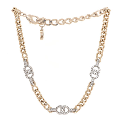 Chanel Crystal Chain CC Link Choker Gold Silver 3 of 6